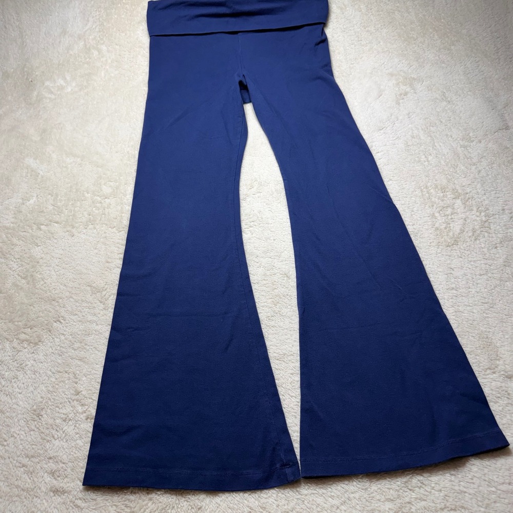 PINK Victoria's Secret Foldover Flare Yoga Pants Large Y2K Navy Blue